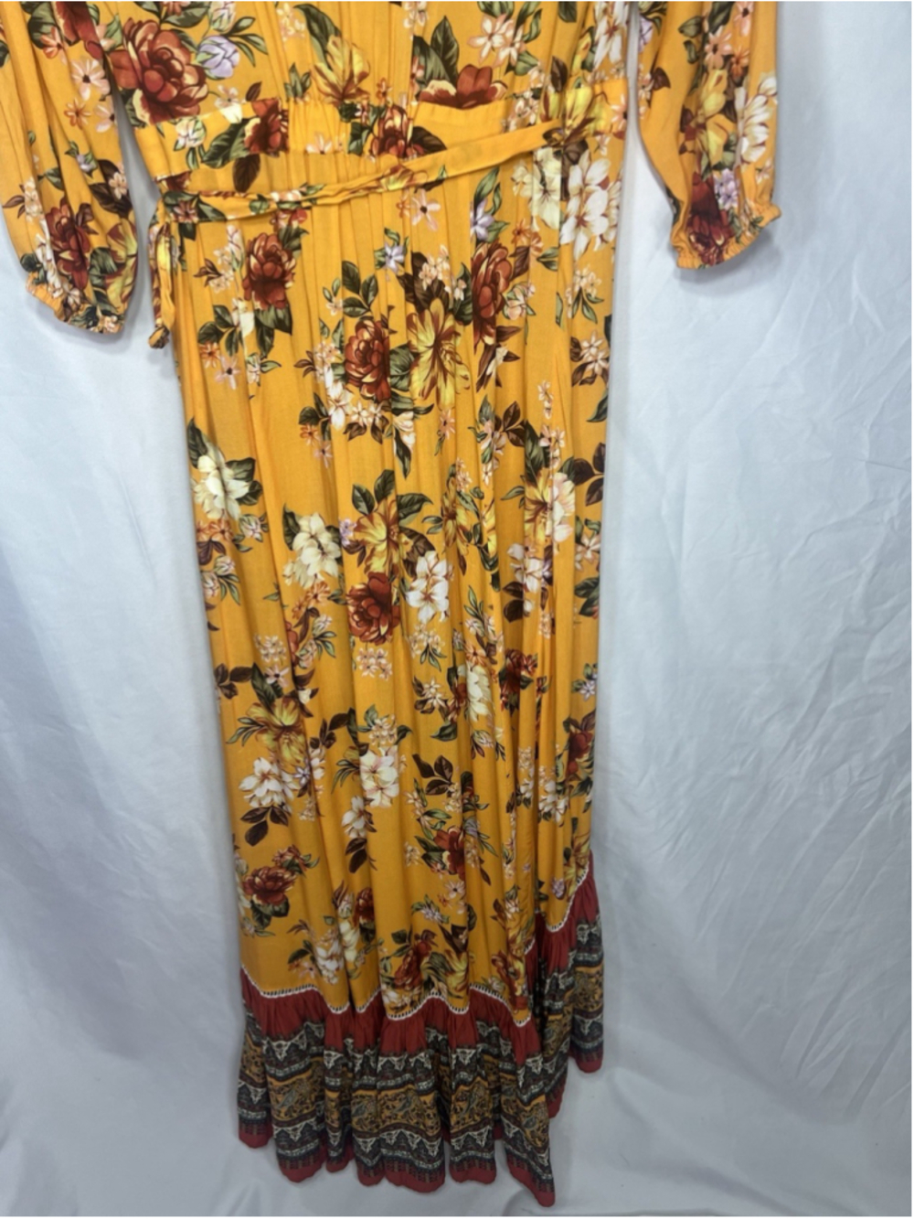Farm Rio for Anthropologie Soigne Maxi Dress Wrap Dress Boho Tropical XS Floral - Picture 8 of 16